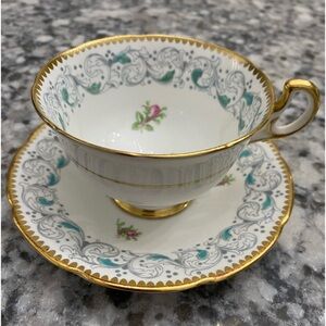 VERY RARE VINTAGE ADDERLEY BONE CHINA TEACUP AND SAUCER